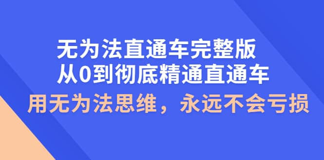 无为法直通车完整版：从0到彻底精通直通车，用无为法思维，永远不会亏损-枫叶微课堂