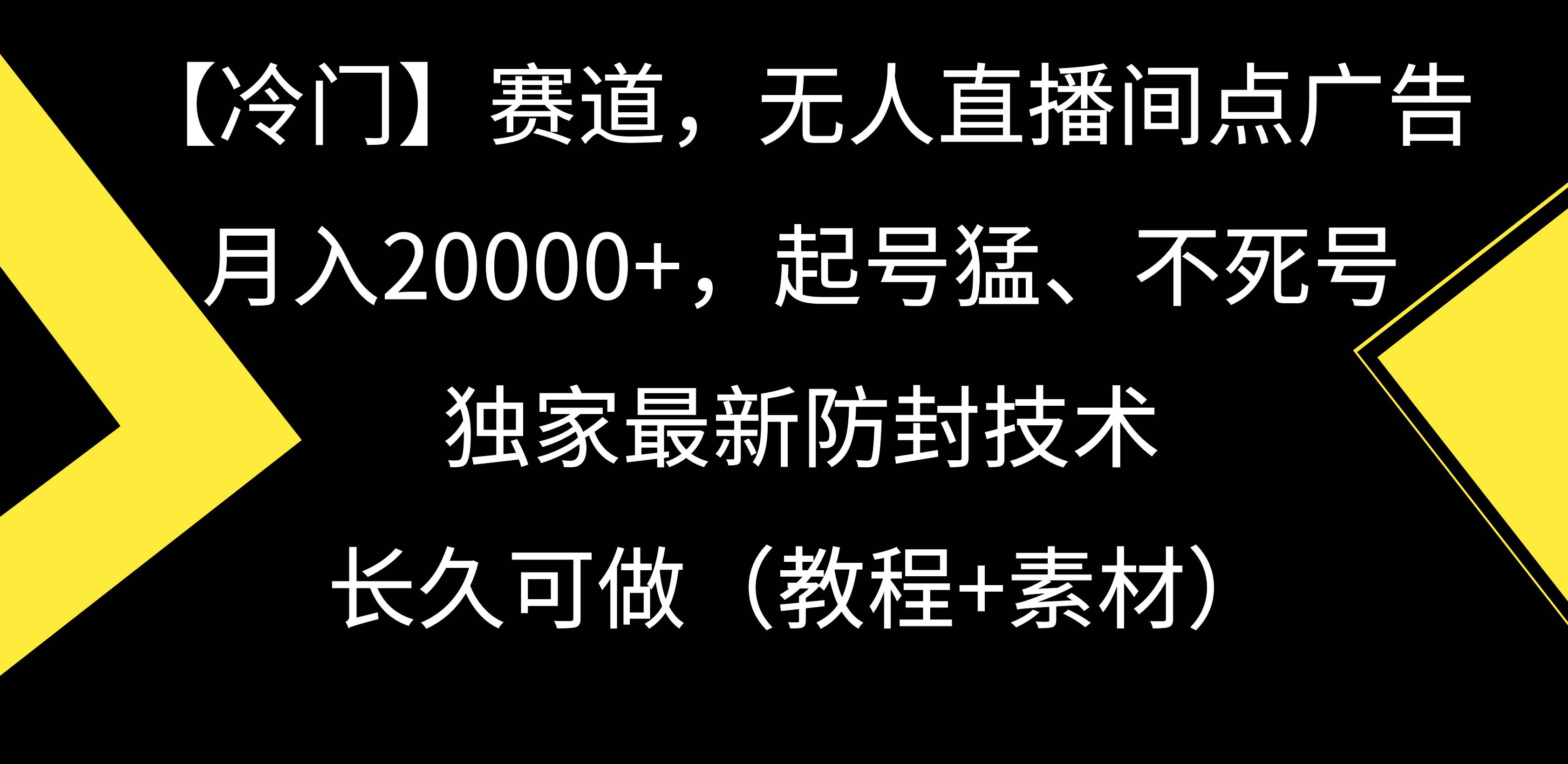 【冷门】赛道，无人直播间点广告，月入20000+，起号猛、不死号，独家最…-枫叶微课堂