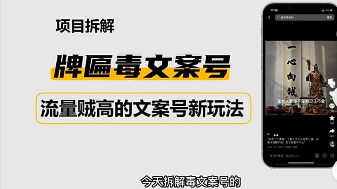 2023抖音快手毒文案新玩法，牌匾文案号，起号快易变现-枫叶微课堂