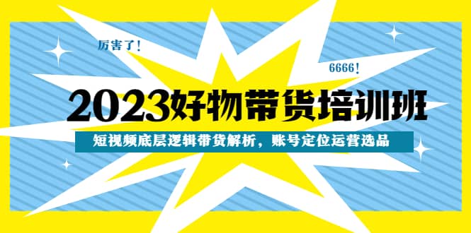 2023好物带货培训班：短视频底层逻辑带货解析，账号定位运营选品-枫叶微课堂
