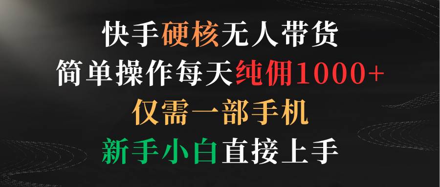 快手硬核无人带货，简单操作每天纯佣1000+,仅需一部手机，新手小白直接上手-枫叶微课堂