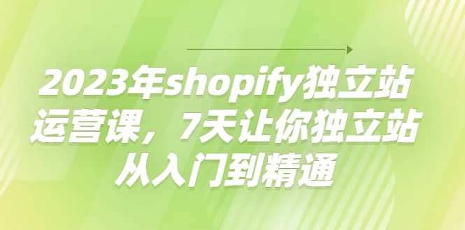 2023年shopify独立站运营课，7天让你独立站从入门到精通-枫叶微课堂