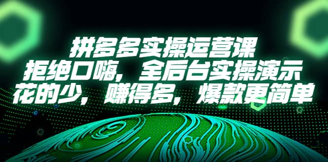 拼多多实操运营课：拒绝口嗨，全后台实操演示，花的少，赚得多，爆款更简单-枫叶微课堂