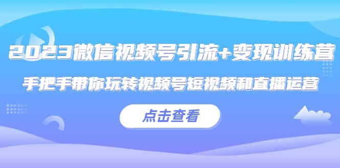 2023微信视频号引流+变现训练营：手把手带你玩转视频号短视频和直播运营-枫叶微课堂