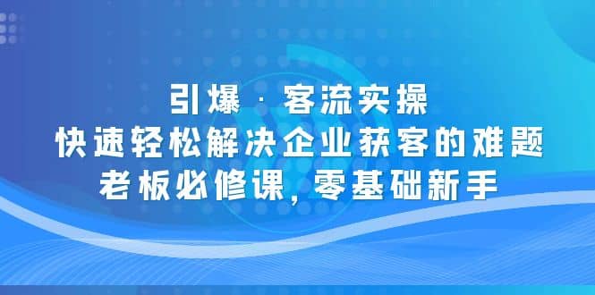 引爆·客流实操：快速轻松解决企业获客的难题，老板必修课，零基础新手-枫叶微课堂