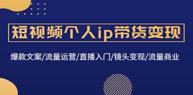 短视频个人ip带货变现：爆款文案/流量运营/直播入门/镜头变现/流量商业-枫叶微课堂