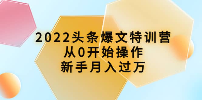 2022头条爆文特训营：从0开始操作，新手月入过万（16节课时）-枫叶微课堂