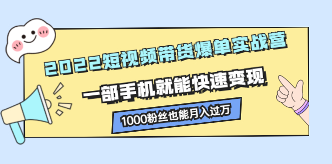 2022短视频带货爆单实战营，一部手机就能快速变现-枫叶微课堂