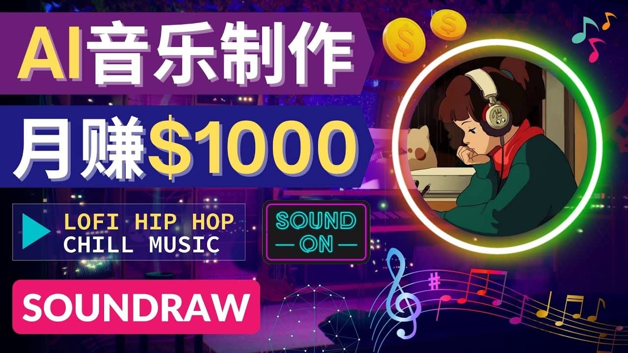 无需任何音乐基础： 使用AI软件制作Lofi Hip Hop Chill Music 月赚1000美元-枫叶微课堂