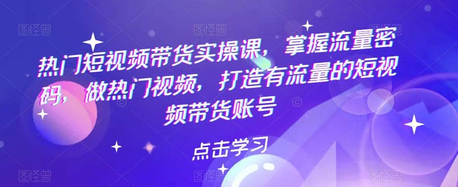 热门短视频带货实战 掌握流量密码 做热门视频 打造有流量的短视频带货账号-枫叶微课堂