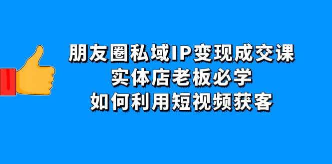 朋友圈私域IP变现成交课：实体店老板必学，如何利用短视频获客-枫叶微课堂
