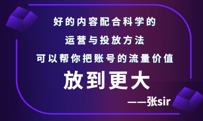 张sir账号流量增长课，告别海王流量，让你的流量更精准-枫叶微课堂