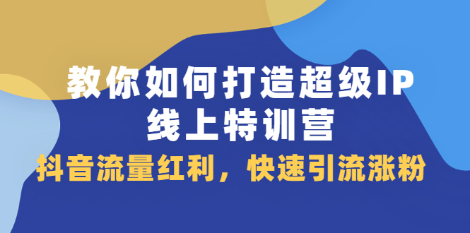 教你如何打造超级IP线上特训营，抖音流量红利新机遇-枫叶微课堂