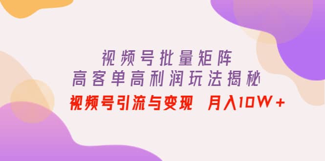 视频号批量矩阵的高客单高利润玩法揭秘-枫叶微课堂