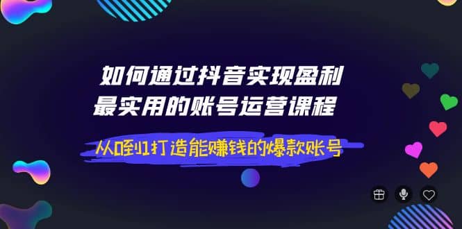 如何通过抖音实现盈利，最实用的账号运营课程 从0到1打造能赚钱的爆款账号-枫叶微课堂