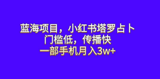 蓝海项目，小红书塔罗占卜，门槛低，传播快，一部手机月入3w+-枫叶微课堂