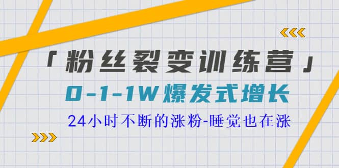 「粉丝裂变训练营」0-1-1w爆发式增长，24小时不断的涨粉-睡觉也在涨-16节课-枫叶微课堂