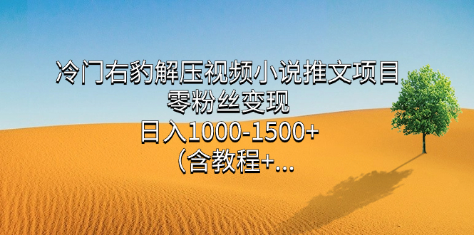 冷门右豹解压视频小说推文项目，零粉丝变现，日入1000-1500+（含教程）-枫叶微课堂