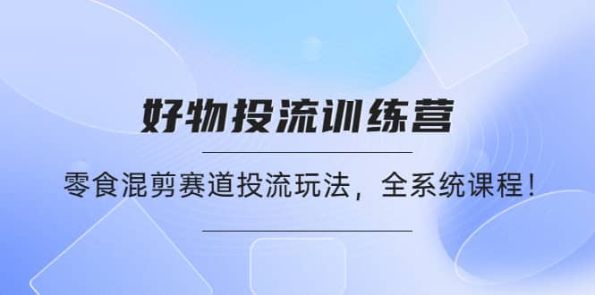 好物推广投流训练营：零食混剪赛道投流玩法，全系统课程-枫叶微课堂