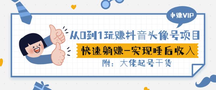 从0到1玩赚抖音头像号：快速躺赚-实现睡后收！附：大佬起号干货！-枫叶微课堂