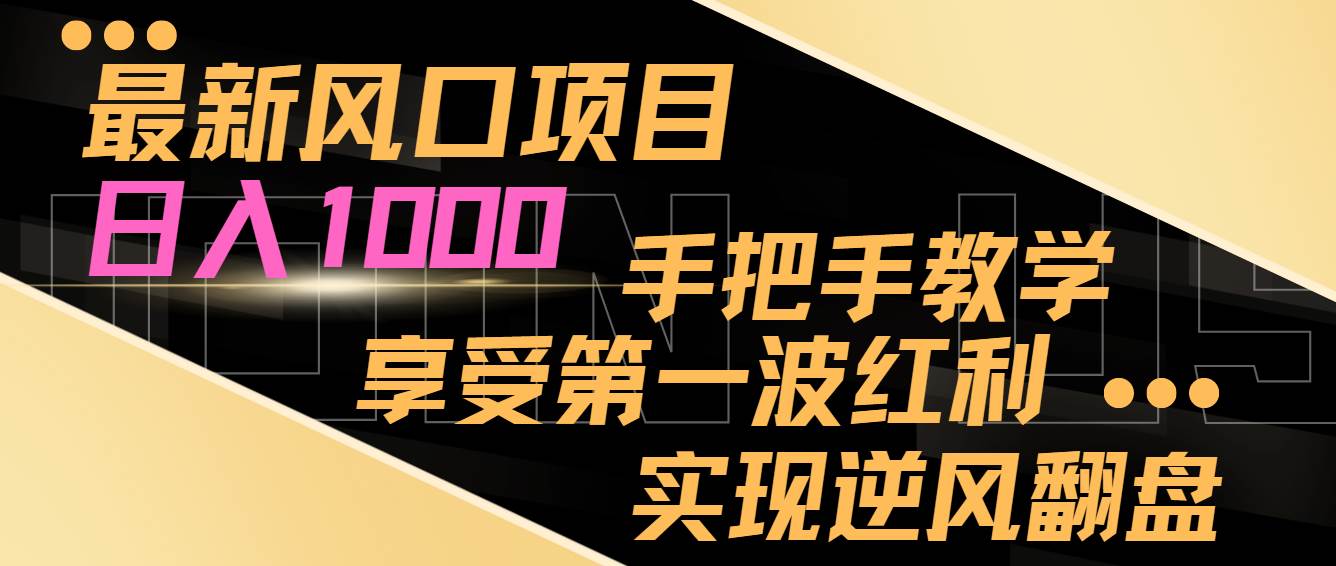 最新风口项目，日入过千，抓住当下风口，享受第一波红利，实现逆风翻盘-枫叶微课堂