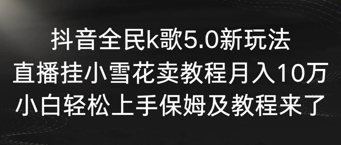 抖音全民k歌5.0新玩法，直播挂小雪花卖教程月入10万，小白轻松上手，保…-枫叶微课堂