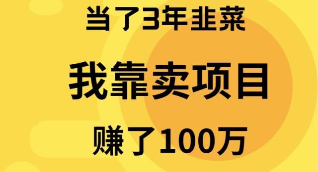 当了3年韭菜，我靠卖项目赚了100万-枫叶微课堂