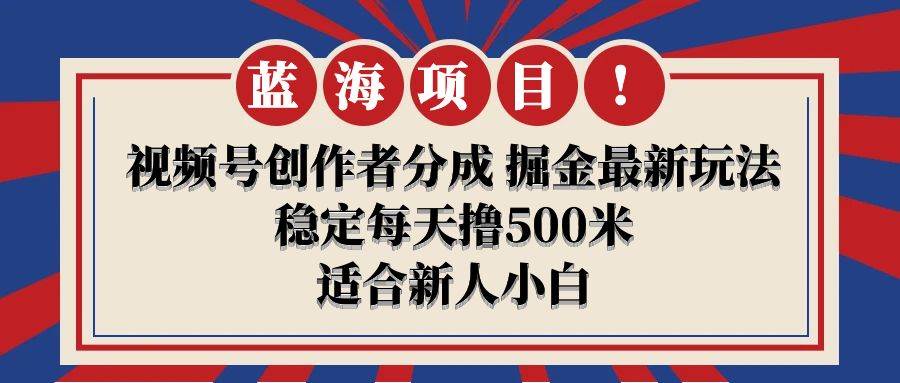 【蓝海项目】视频号创作者分成 掘金最新玩法 稳定每天撸500米 适合新人小白-枫叶微课堂
