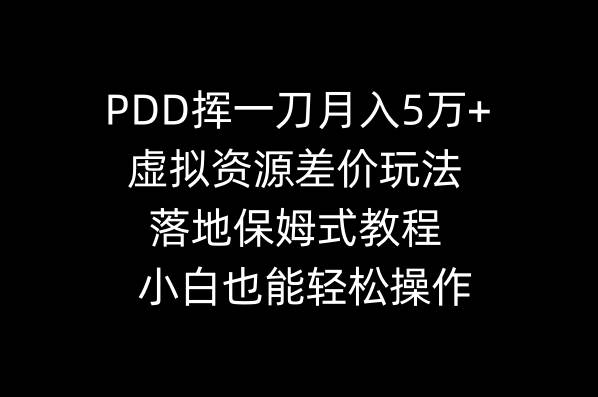 PDD挥一刀月入5万+，虚拟资源差价玩法，落地保姆式教程，小白也能轻松操作-枫叶微课堂