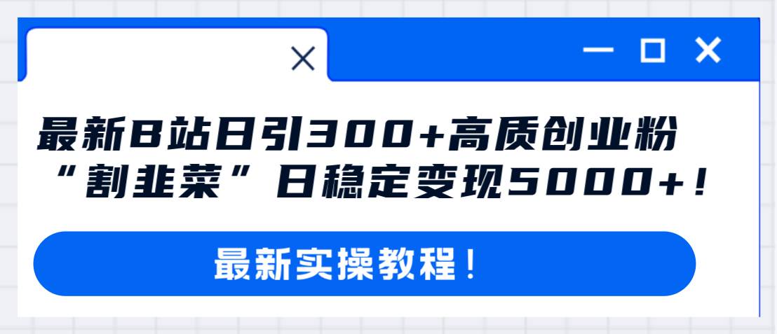 最新B站日引300+高质创业粉教程！“割韭菜”日稳定变现5000+！-枫叶微课堂