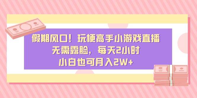 假期风口！玩梗高手小游戏直播，无需露脸，每天2小时，小白也可月入2W+-枫叶微课堂