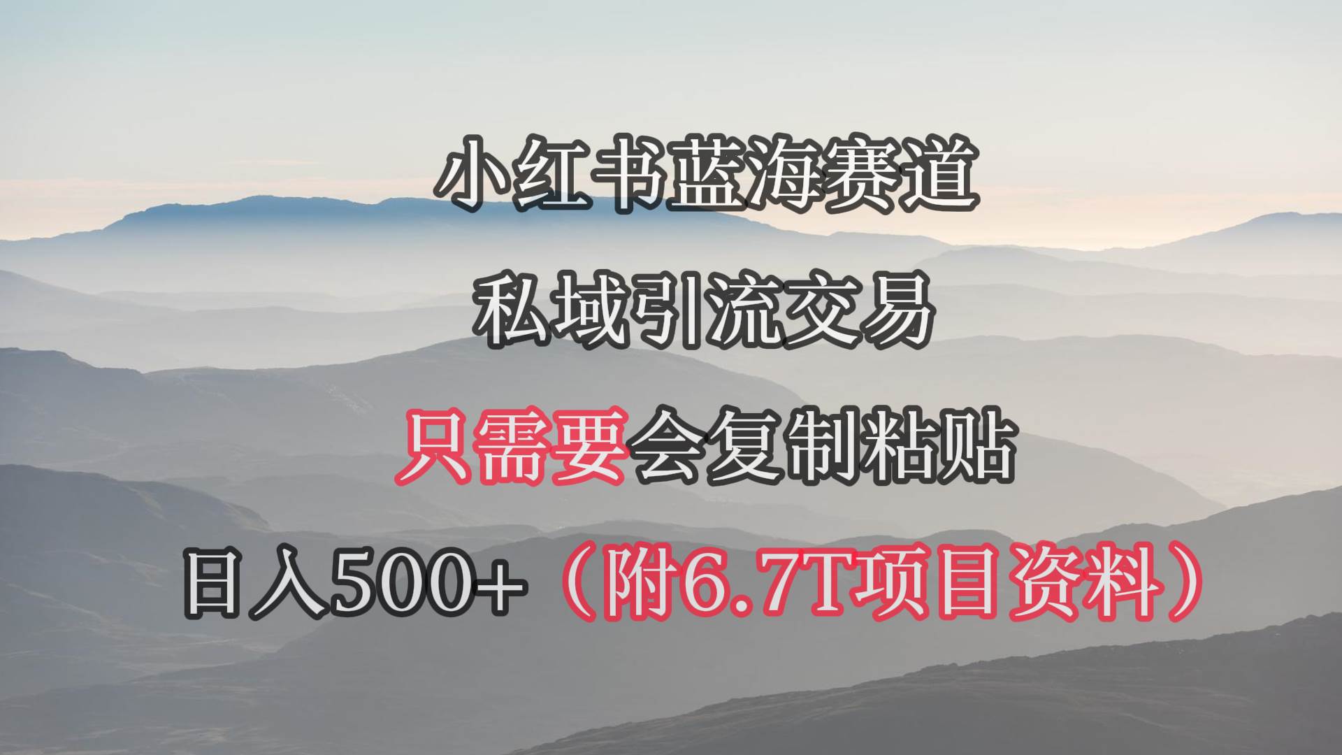 小红书短剧赛道，私域引流交易，会复制粘贴，日入500+（附6.7T短剧资源）-枫叶微课堂
