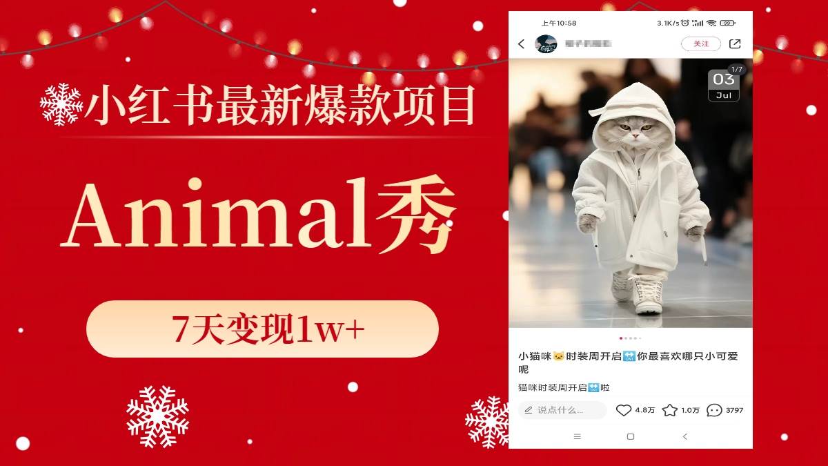 小红书最新爆款项目，Animal秀，7天变现1w+-枫叶微课堂