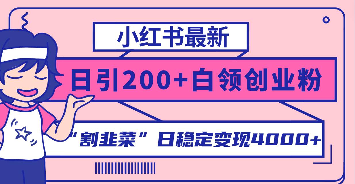 小红书最新日引200+创业粉”割韭菜“日稳定变现4000+实操教程！-枫叶微课堂