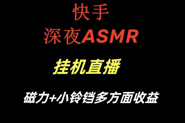 快手深夜ASMR挂机直播磁力+小铃铛多方面收益-枫叶微课堂