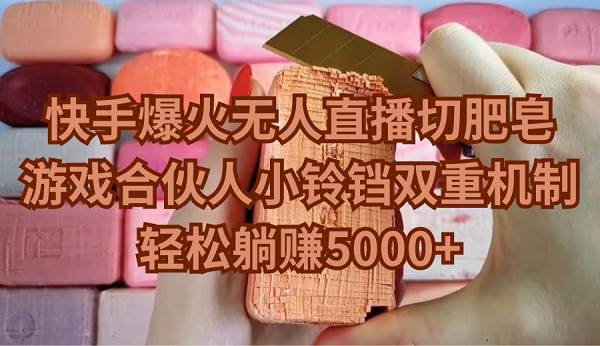 快手爆火无人直播切肥皂，游戏合伙人小铃铛双重机制，轻松躺赚5000+-枫叶微课堂