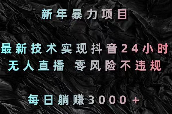 新年暴力项目，最新技术实现抖音24小时无人直播 零风险不违规 每日躺赚3000-枫叶微课堂