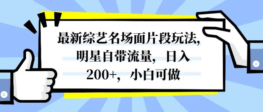 最新综艺名场面片段玩法，明星自带流量，日入200+，小白可做-枫叶微课堂