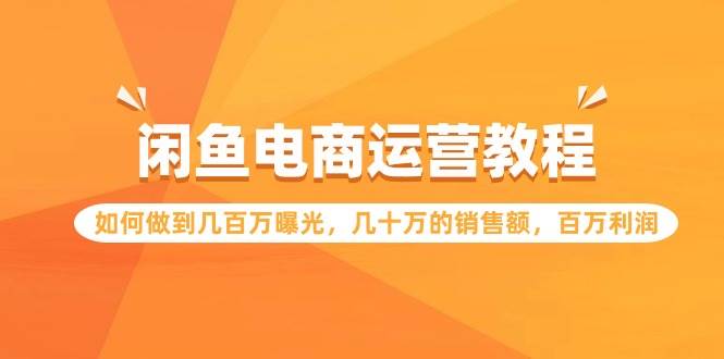 闲鱼电商运营教程：如何做到几百万曝光，几十万的销售额，百万利润-枫叶微课堂