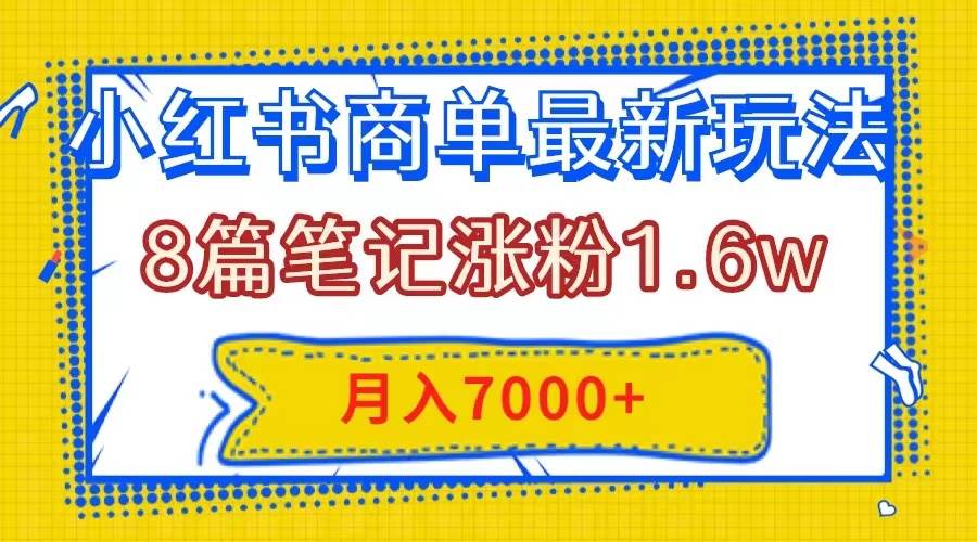 小红书商单最新玩法，8篇笔记涨粉1.6w，几分钟一个笔记，月入7000+-枫叶微课堂