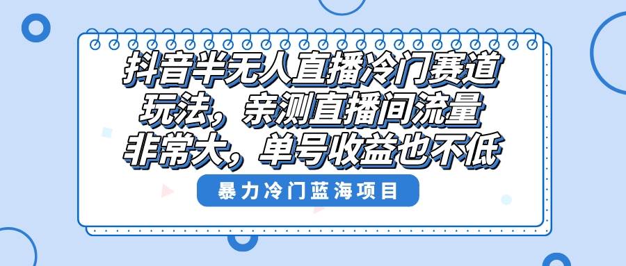 抖音半无人直播冷门赛道玩法，直播间流量非常大，单号收益也不低！-枫叶微课堂
