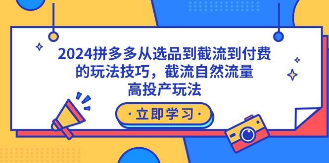 2024拼多多从选品到截流到付费的玩法技巧，截流自然流量玩法，高投产玩法-枫叶微课堂