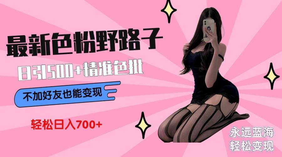 最新色粉变现野路子，日引500+老色批 可不加好友直接变现 小白轻松日入700+-枫叶微课堂