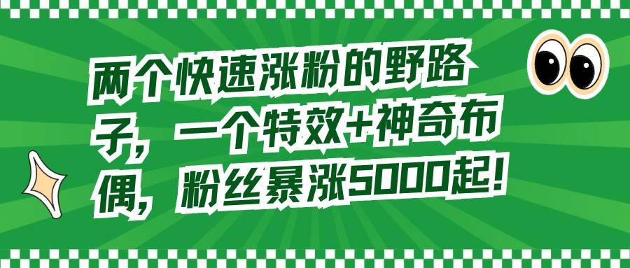 两个快速涨粉的野路子，一个特效+神奇布偶，粉丝暴涨5000起！-枫叶微课堂
