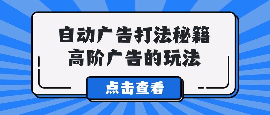 A lice自动广告打法秘籍，高阶广告的玩法-枫叶微课堂