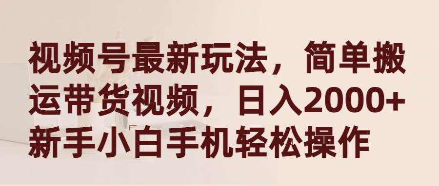 视频号最新玩法，简单搬运带货视频，日入2000+，新手小白手机轻松操作-枫叶微课堂