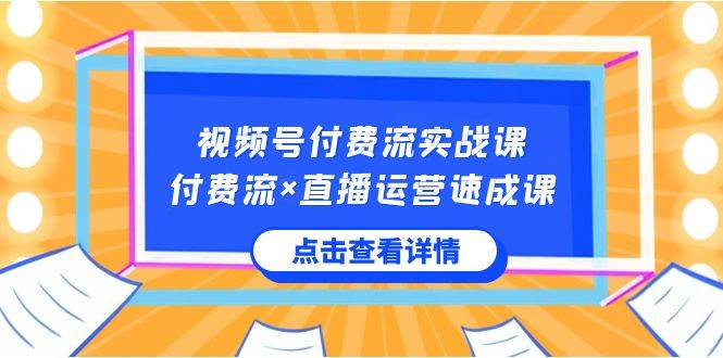 视频号付费流实战课，付费流×直播运营速成课，让你快速掌握视频号核心运..-枫叶微课堂