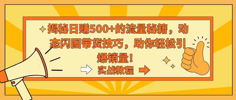 揭秘日赚500+的流量秘籍，动态闪图带货技巧，助你轻松引爆销量！-枫叶微课堂