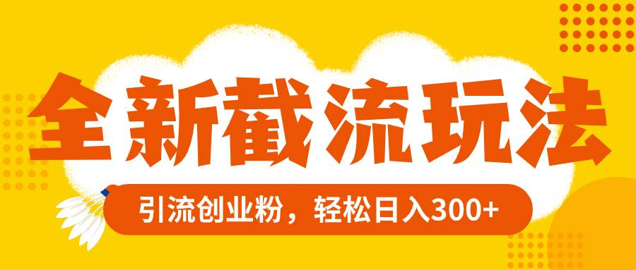 全新截流玩法，精准引流创业粉，轻松日入300+-枫叶微课堂