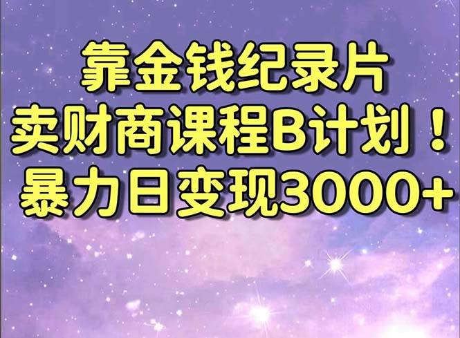 靠金钱纪录片卖财商课程B计划！暴力日变现3000+，喂饭式干货教程！-枫叶微课堂